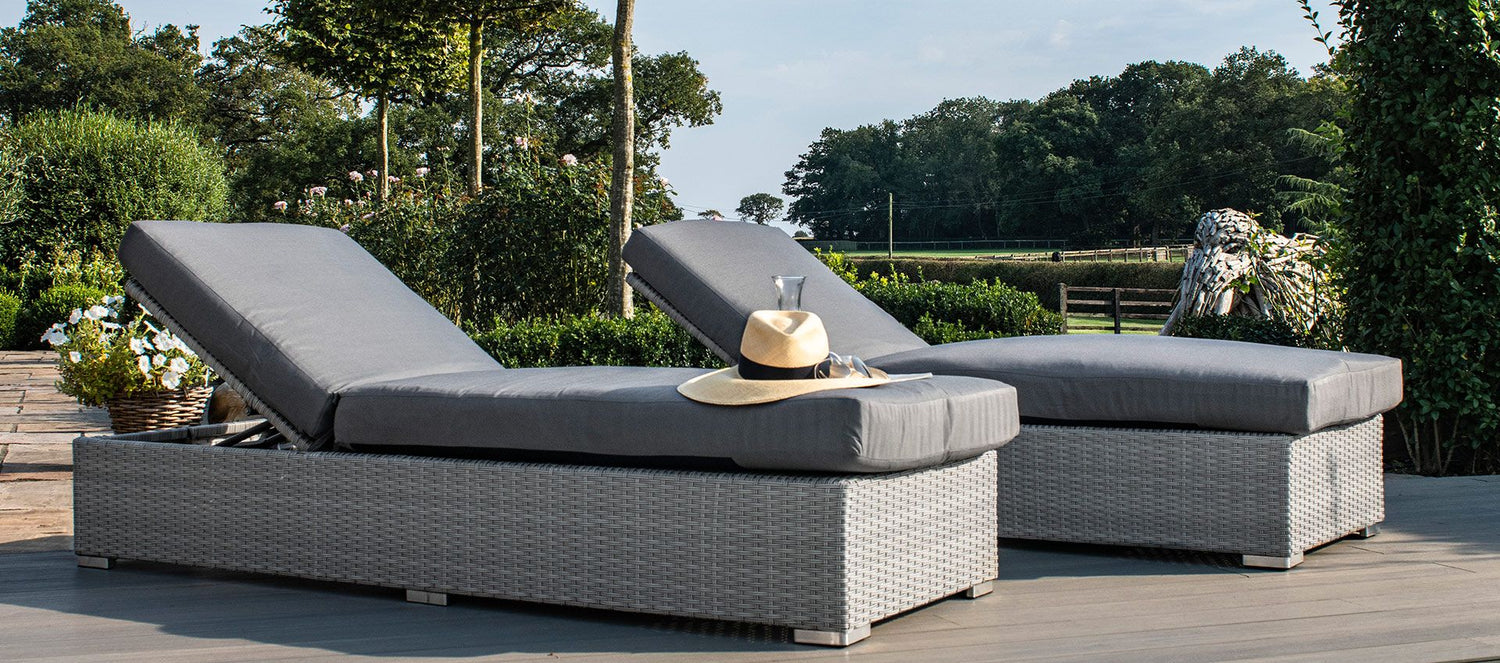 Luxury Loungers Pair Rattan Sun Loungers Kensington Sun Lounger