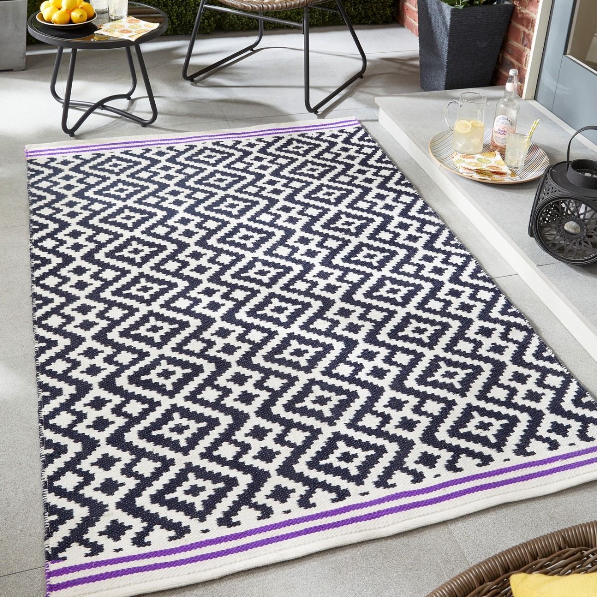 Origins Aztec Grey/Purple Rug-Better Bed Company