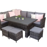 Signature Weave Charlotte Corner Dining Set With Poly Wood Lift Table