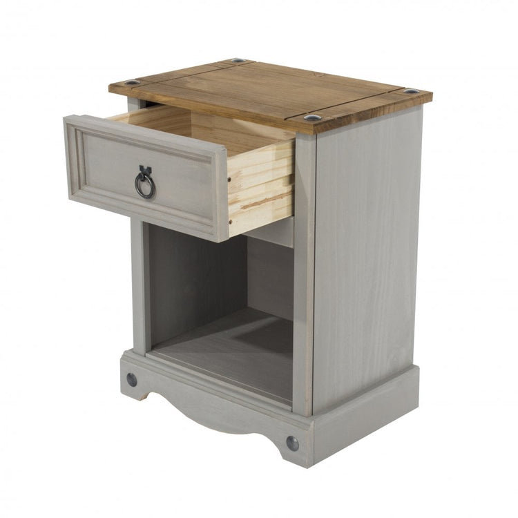 Core Products Grey Corona 1 Drawer Bedside Cabinet