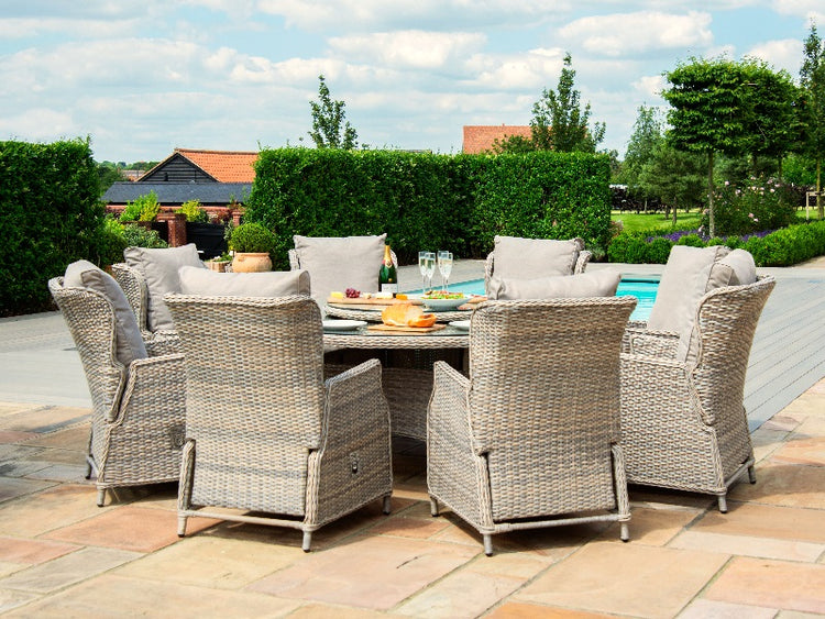 Maze Rattan Cotswolds Reclining 8 Seat Round Dining Set with Lazy Susan