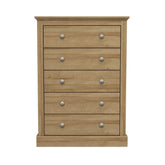 LPD Furniture Devon Oak 5 Draw Chest
