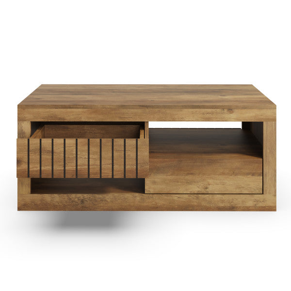 GFW Cartmel Coffee Table Knotty Oak Drawer Open-Better Bed Company