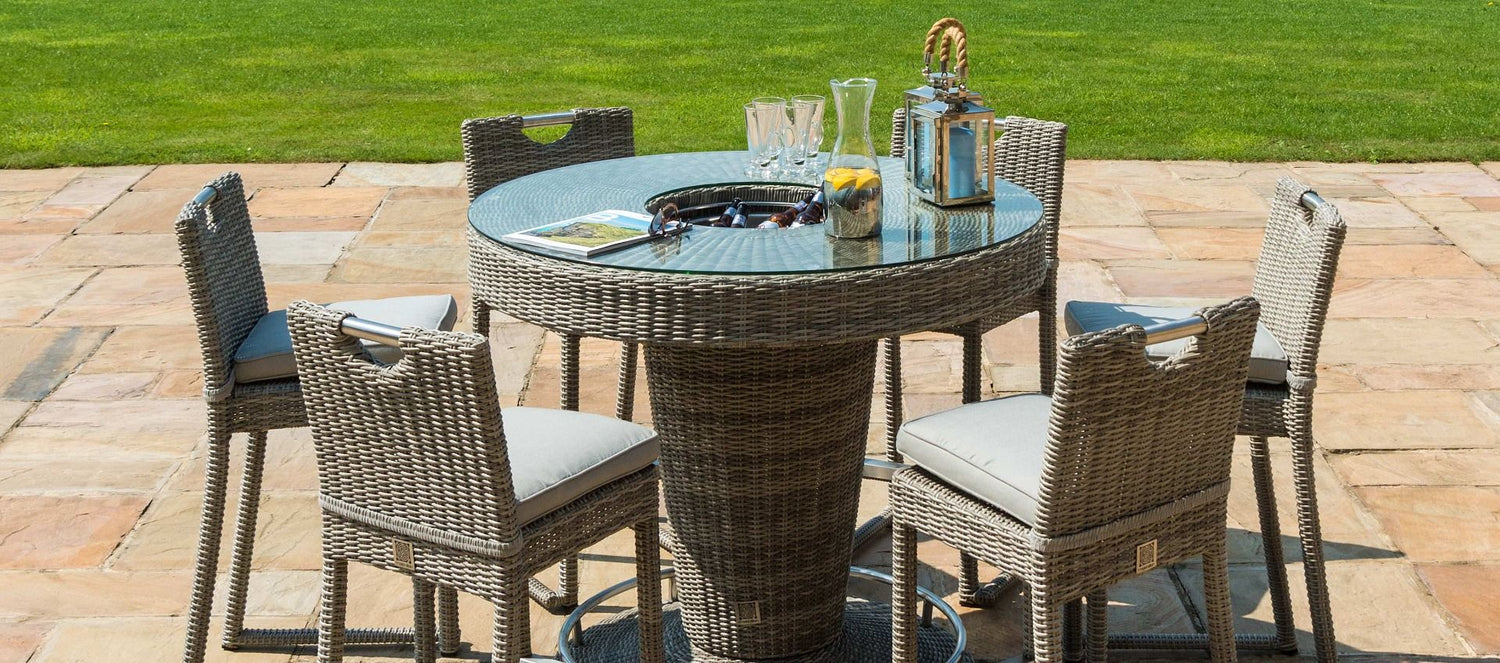 Maze Rattan Oxford 6 Seat Round Bar Set With Ice Bucket