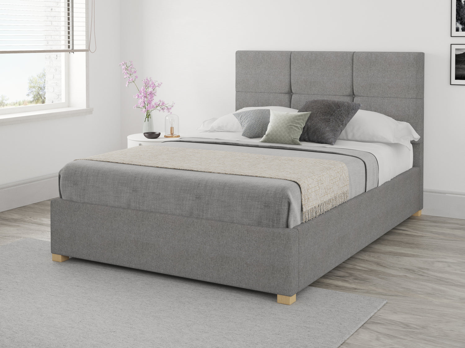 Better Dunkirk Grey Linen Ottoman Bed