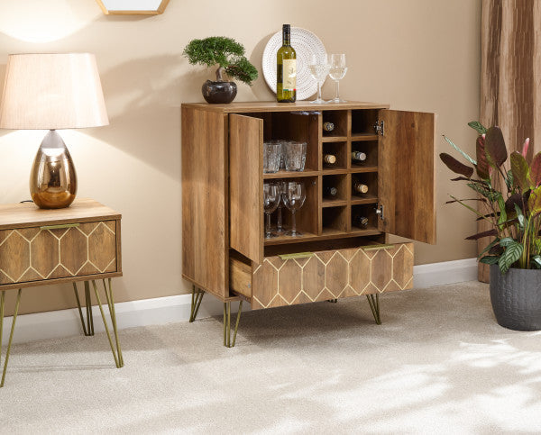 GFW Orleans Wine Cabinet Doors And Drawers Open-Better Bed Company 