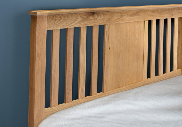 Flintshire Furniture Glynne Oak Bed Frame Headboard Close Up-Better Bed Company 