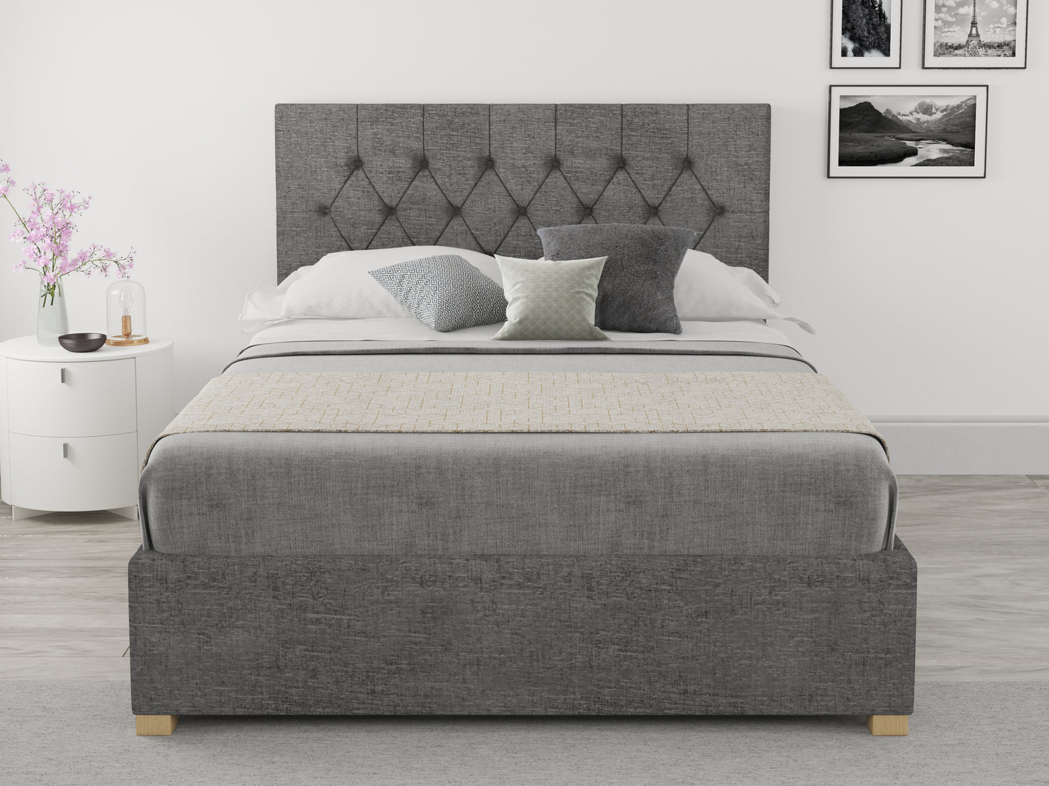 Better Finchen Charcoal Ottoman Bed