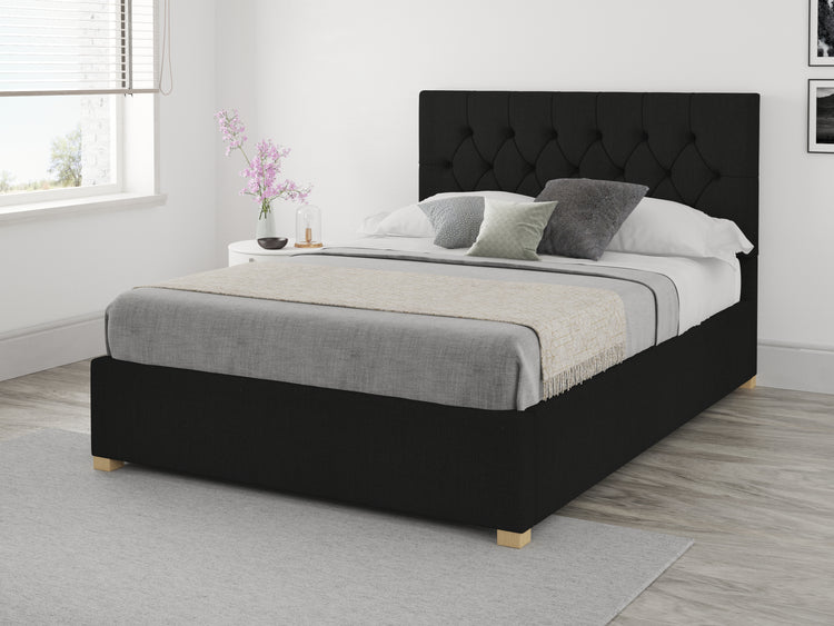 Better Finchen Black Fabric Ottoman Bed