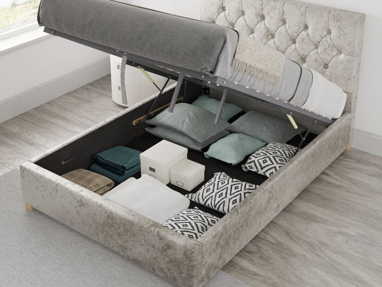 Better Finchen Pearl Velvet Ottoman Bed