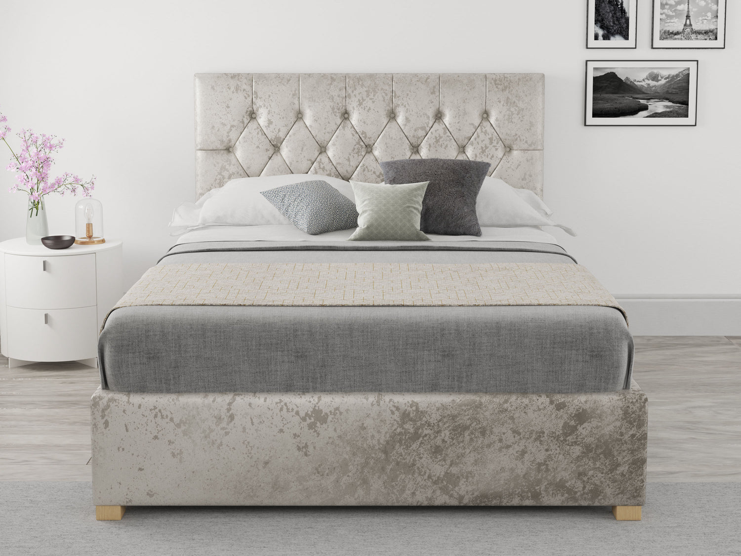 Better Finchen Pearl Velvet Ottoman Bed-Better Bed Company