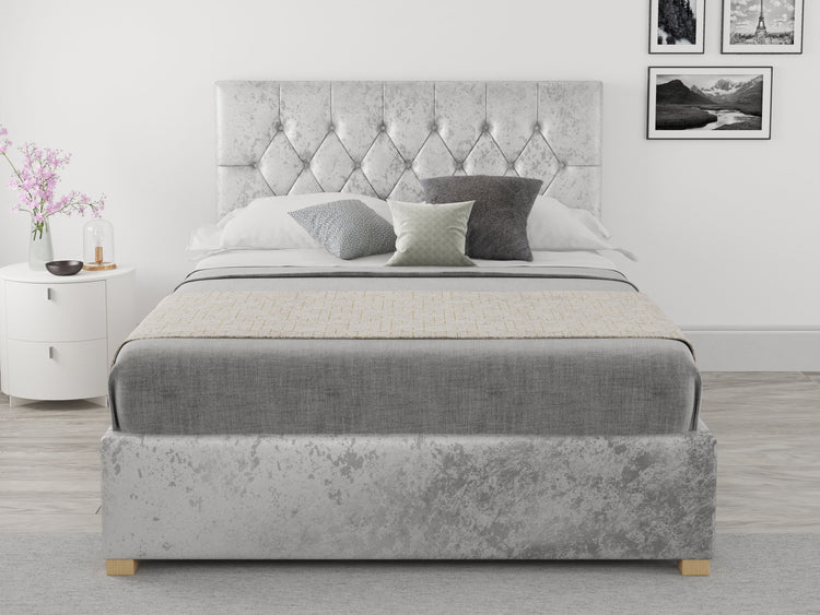 Better Finchen Silver Velvet Ottoman Bed-Better Bed Company