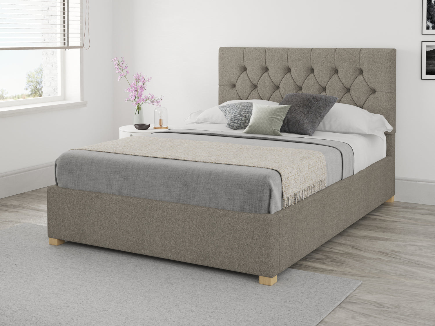 Better Finchen Warm Grey Ottoman Bed