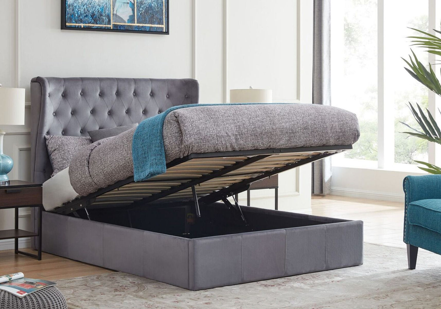 Flintshire Furniture Holway Grey Fabric Ottoman Bed