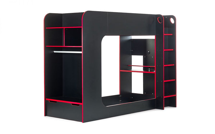 Julian Bowen Impact Gaming Bunk - Black/Red White Background-Better Bed Company