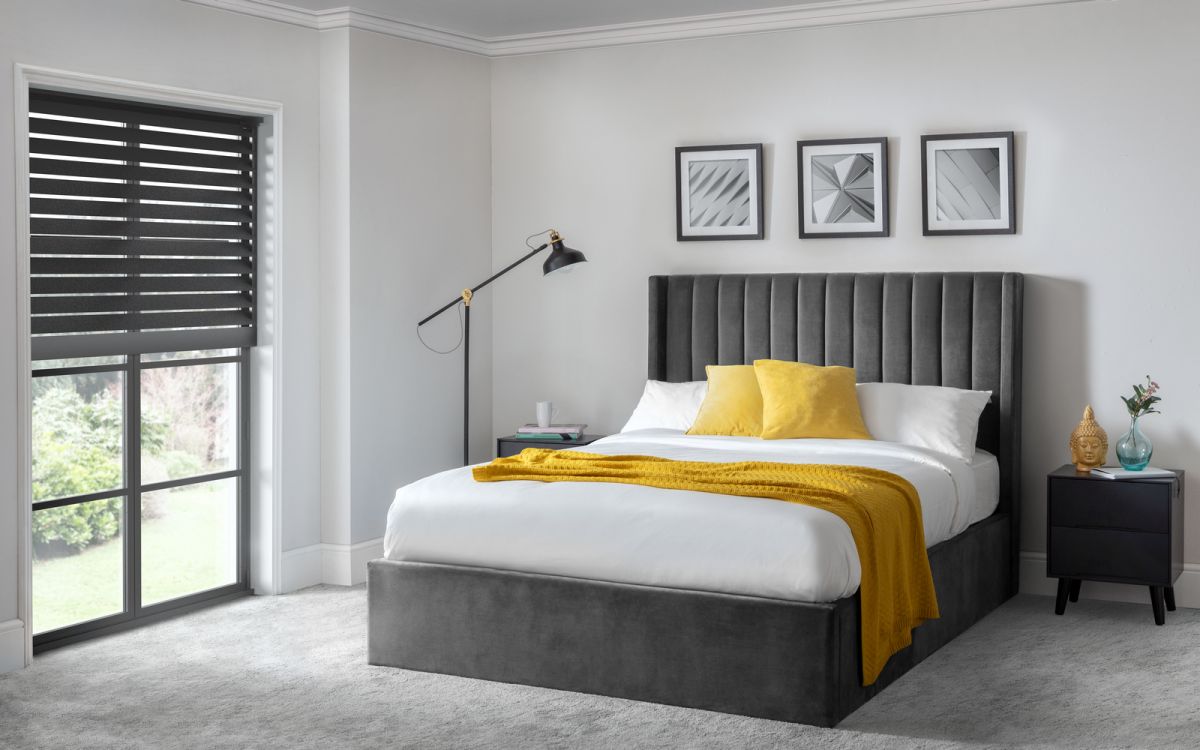 Julian Bowen Langham Scalloped Headboard Storage Bed Grey-Better Bed Company 