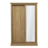 LPD Furniture Devon Oak 2 Door Sliding Mirror Wardrobe