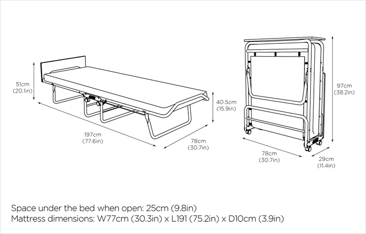 Jay-Be Visitor Contract Automatic Folding Bed with Performance e-Fibre Mattress