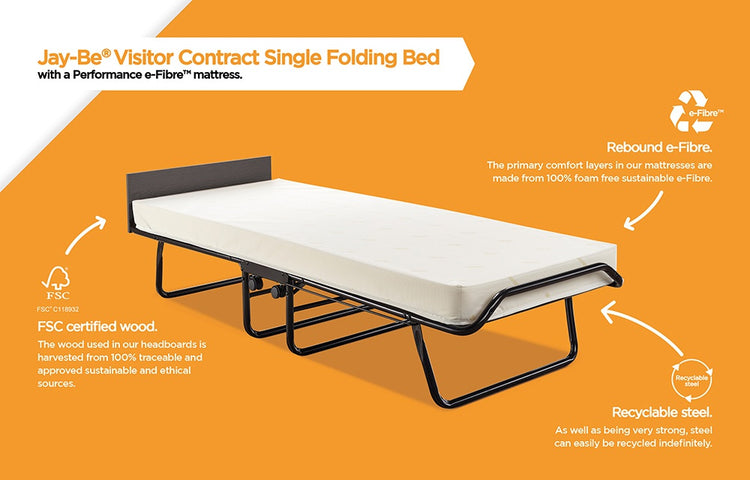 Jay-Be Visitor Contract Automatic Folding Bed with Performance e-Fibre Mattress