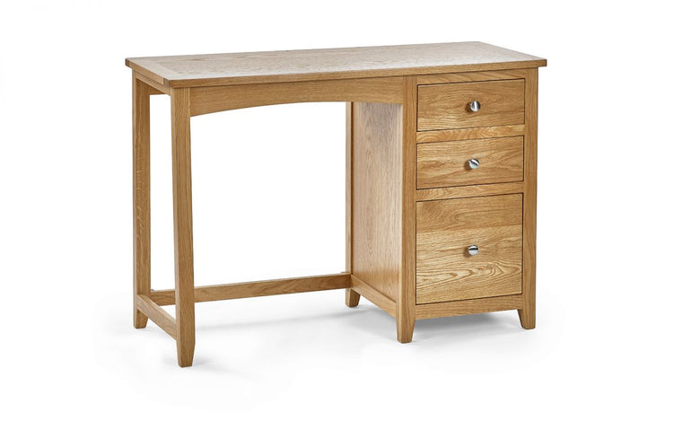 Julian Bowen Mallory Single Pedestal Dressing Table + Stool Set From Front-Better Bed Company