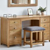 Julian Bowen Mallory Twin Pedestal Dressing Table + Stool Set-Better Bed Company