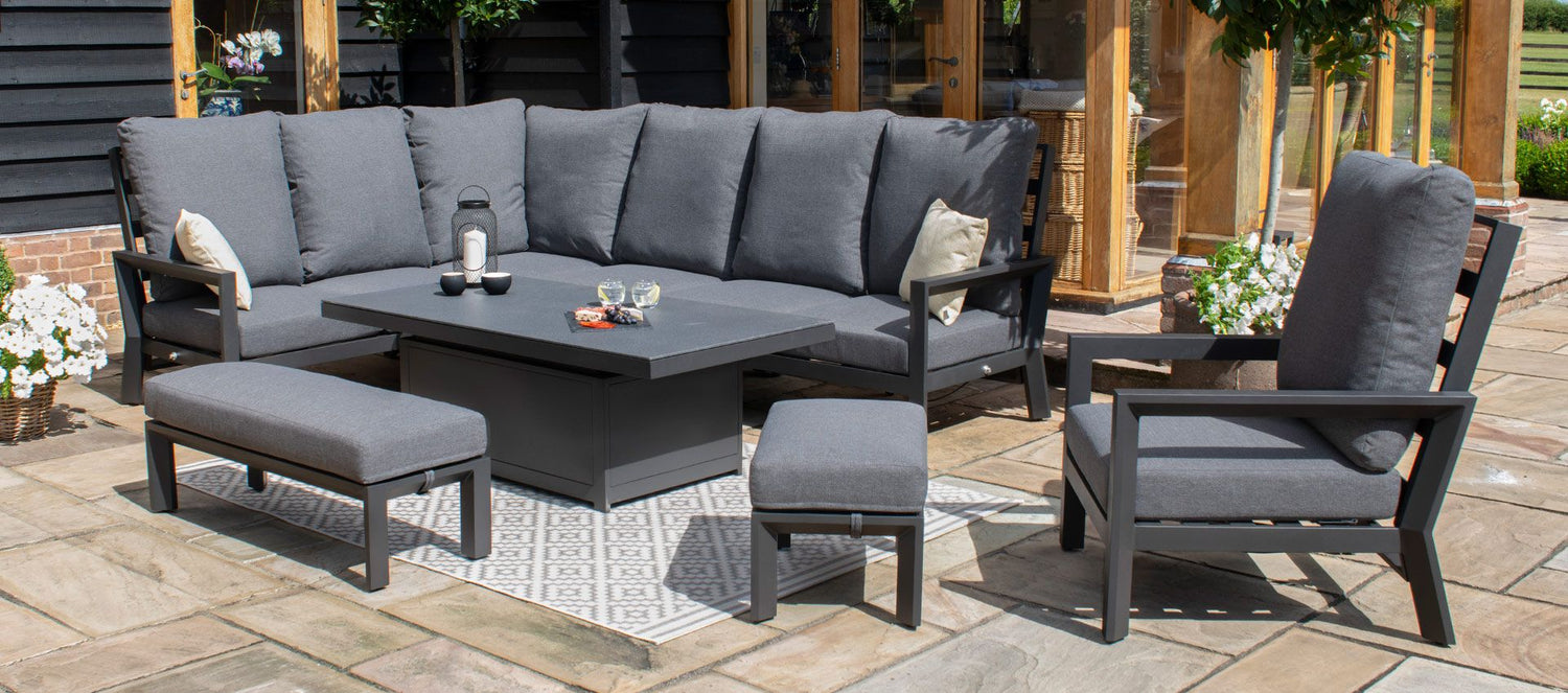 Maze Rattan Manhattan Reclining Corner Dining Set With Rising Table And Armchair