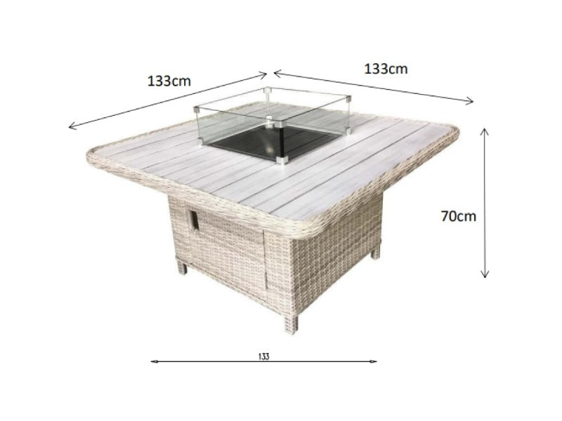 Signature Weave Meghan Corner Dining Sofa With Gas Fire Pit - Creamy Grey