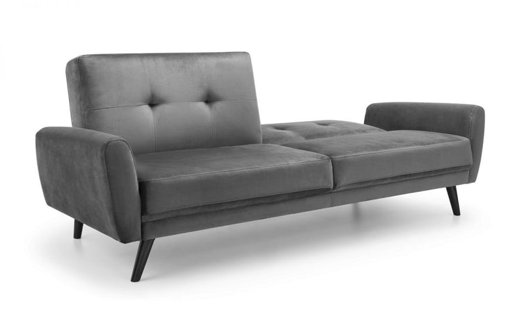 Julian Bowen Monza Sofa Bed Grey Velvet Position Part Down-Better Bed Company 