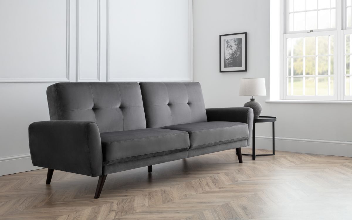 Julian Bowen Monza Sofa Bed Grey Velvet-Better Bed Company 