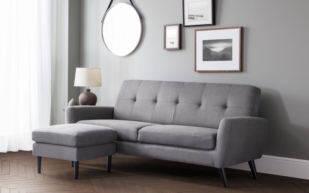 Julian Bowen Monza Ottoman Grey With Sofa-Better Bed Company 
