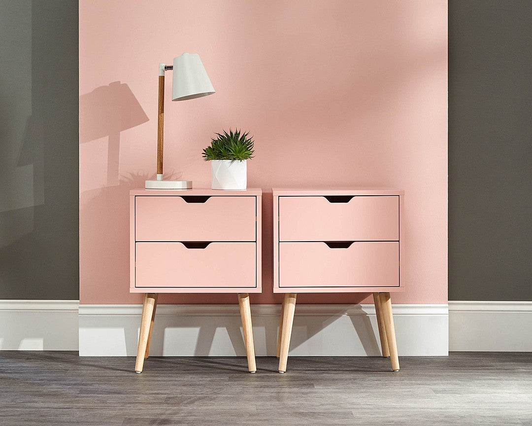 GFW Nyborg 2 Drawer Bedside Green Pink-Better Bed Company 