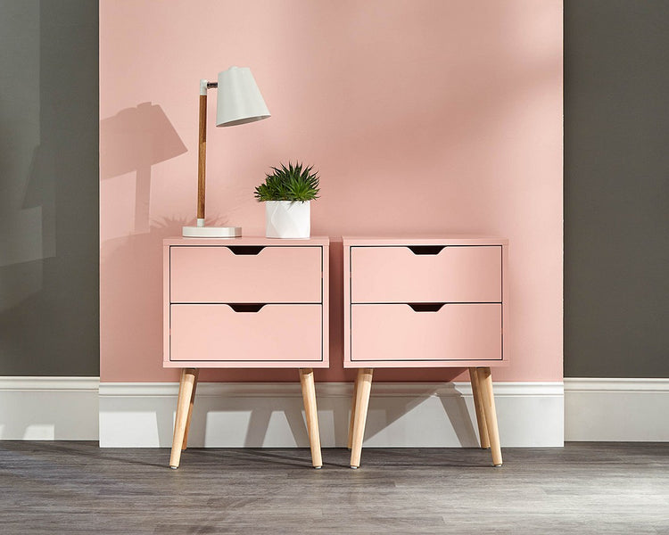 GFW Nyborg 2 Drawer Bedside Green Pink-Better Bed Company 