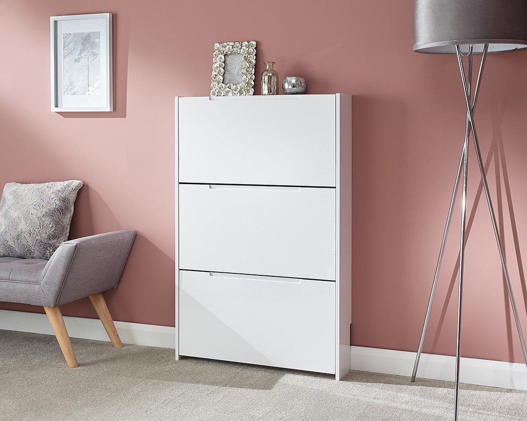 GFW Narrow High Gloss Shoe Cabinet