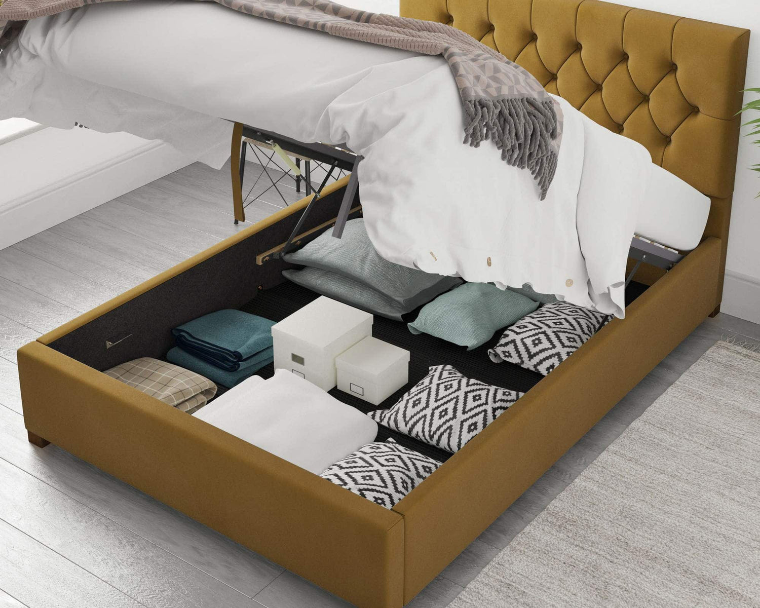 Better Finchen Yellow Ottoman Bed