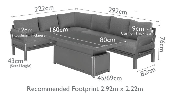 Maze Rattan Oslo Corner Group with Rising Table