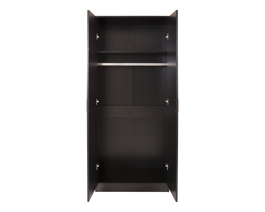 GFW Ottawa 2 Door Wardrobe Black Oak From Front-Better Bed Company 