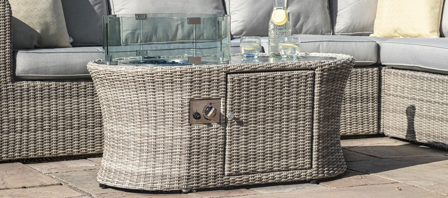 Maze Rattan Oxford Oval Fire Pit Coffee Table