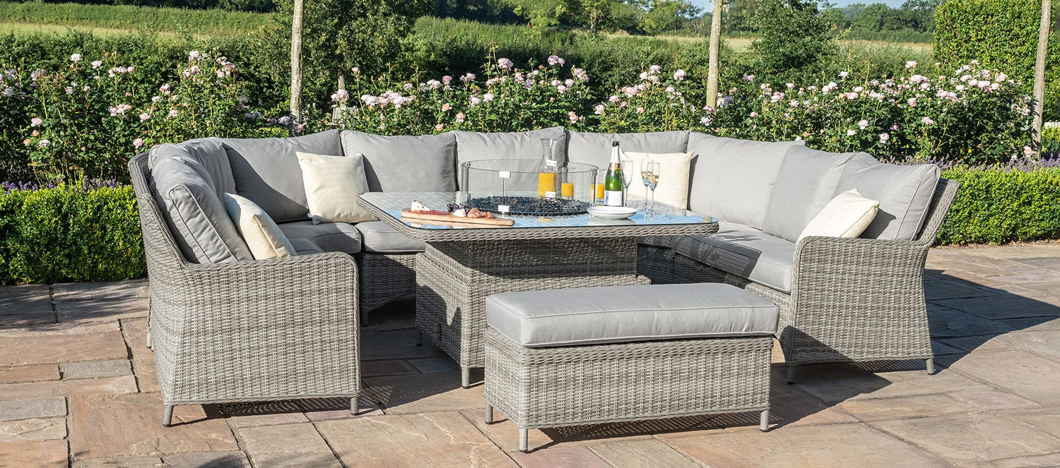 Maze Oxford Royal U Shaped Sofa Set With Fire Pit