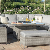 Maze Rattan Oxford Royal U Shaped Sofa Set With Fire Pit