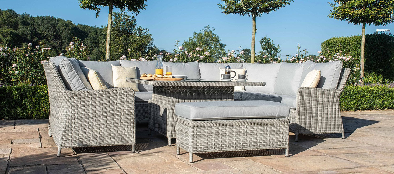Maze Rattan Oxford Royal U Shaped Sofa Set With Rising Table