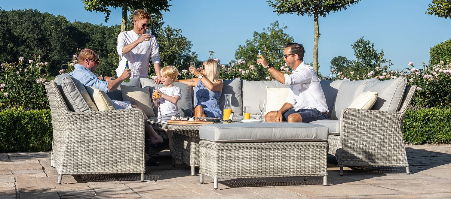Maze Rattan Oxford Royal U Shaped Sofa Set With Rising Table