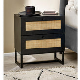 Julian Bowen Padstow 2 Drawer Bedside Table - Black