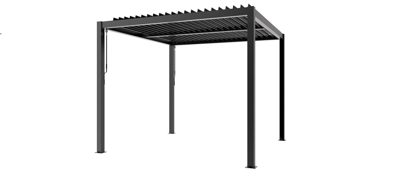 Maze Rattan 3m x 3m Pergola With 4 Drop Sides And LED Lighting