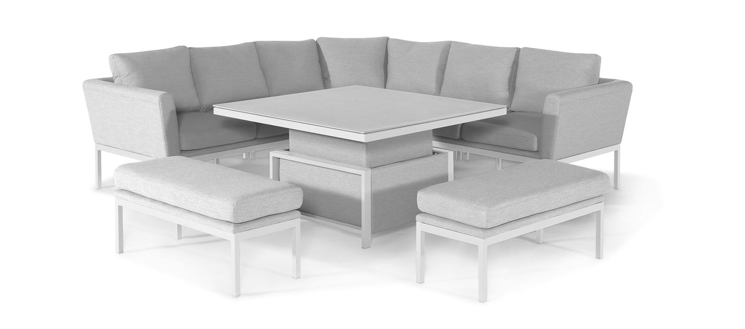 Maze Rattan Pulse Deluxe Square Corner Dining Set with Rising Table