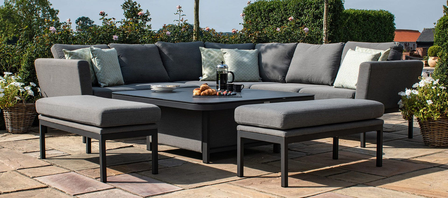 Maze Rattan Pulse Deluxe Square Corner Dining Set with Rising Table
