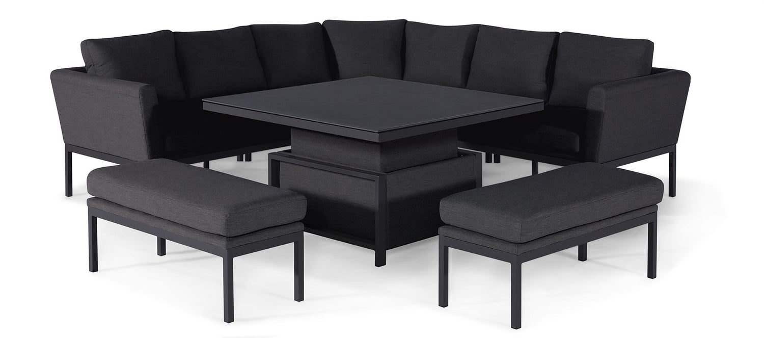 Maze Rattan Pulse Deluxe Square Corner Dining Set with Rising Table