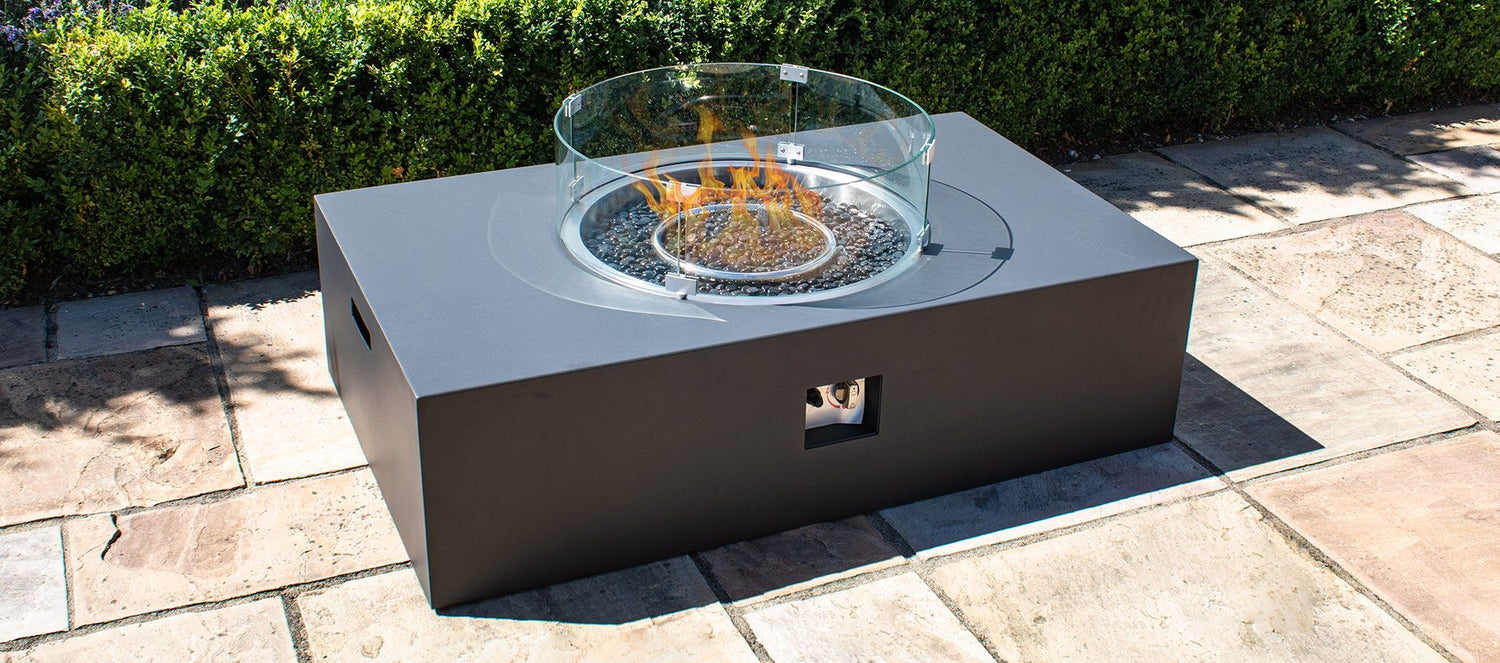Maze Rattan Rectangular Gas Fire Pit