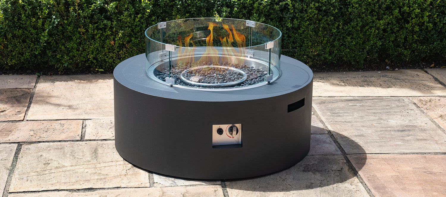 Maze Rattan Fire Pit Coffee Table 90cm Round