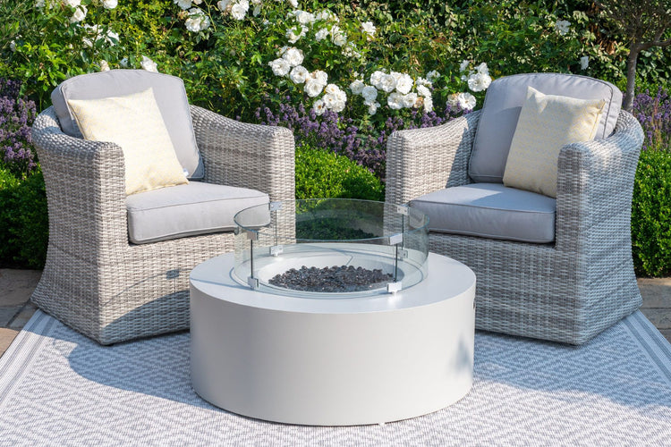 Maze Rattan Fire Pit Coffee Table 90cm Round