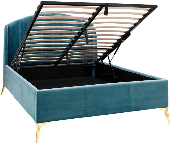 GFW Pettine End Lift Ottoman Bed Teal Green Base Lifted-Better Bed Company